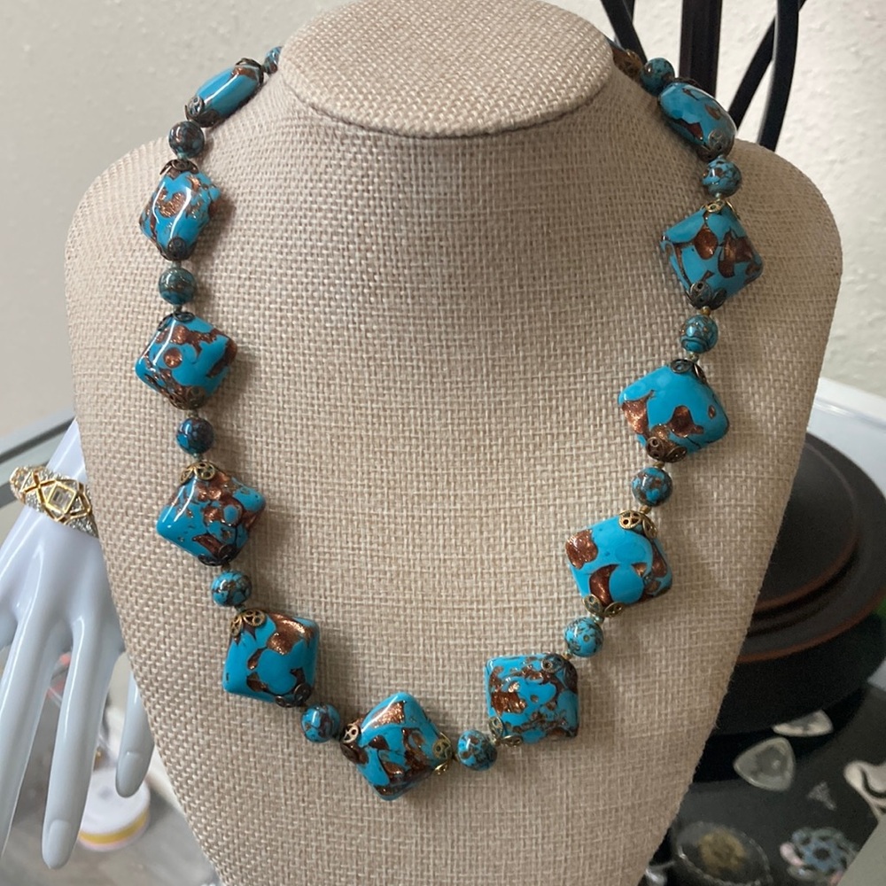 Vintage 1950 Italian Murano Glass Aqua Blue Parure